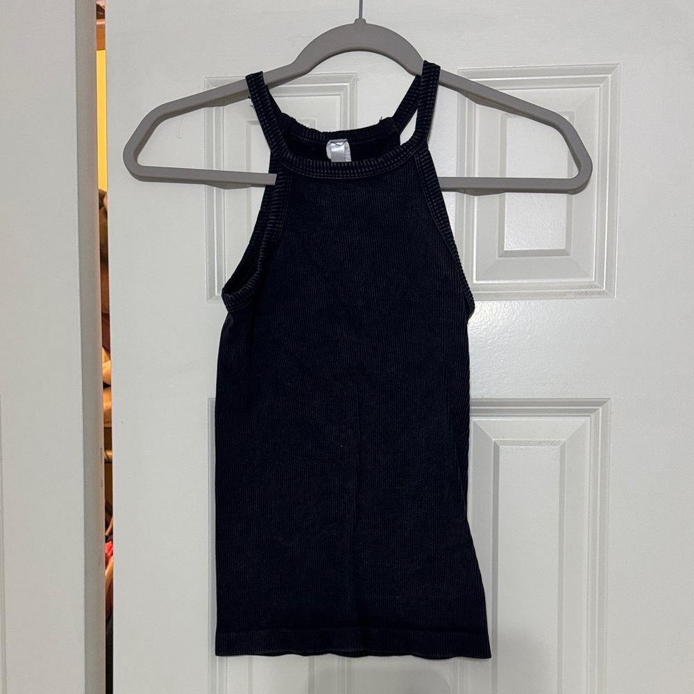 Nikibiki Charcoal Ribbed Halter Top